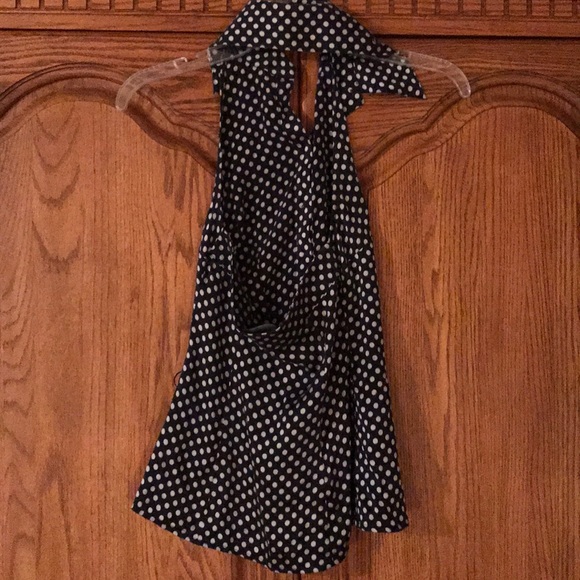 Bebe Black And White Polka Dot Backless Collared - Picture 2 of 3